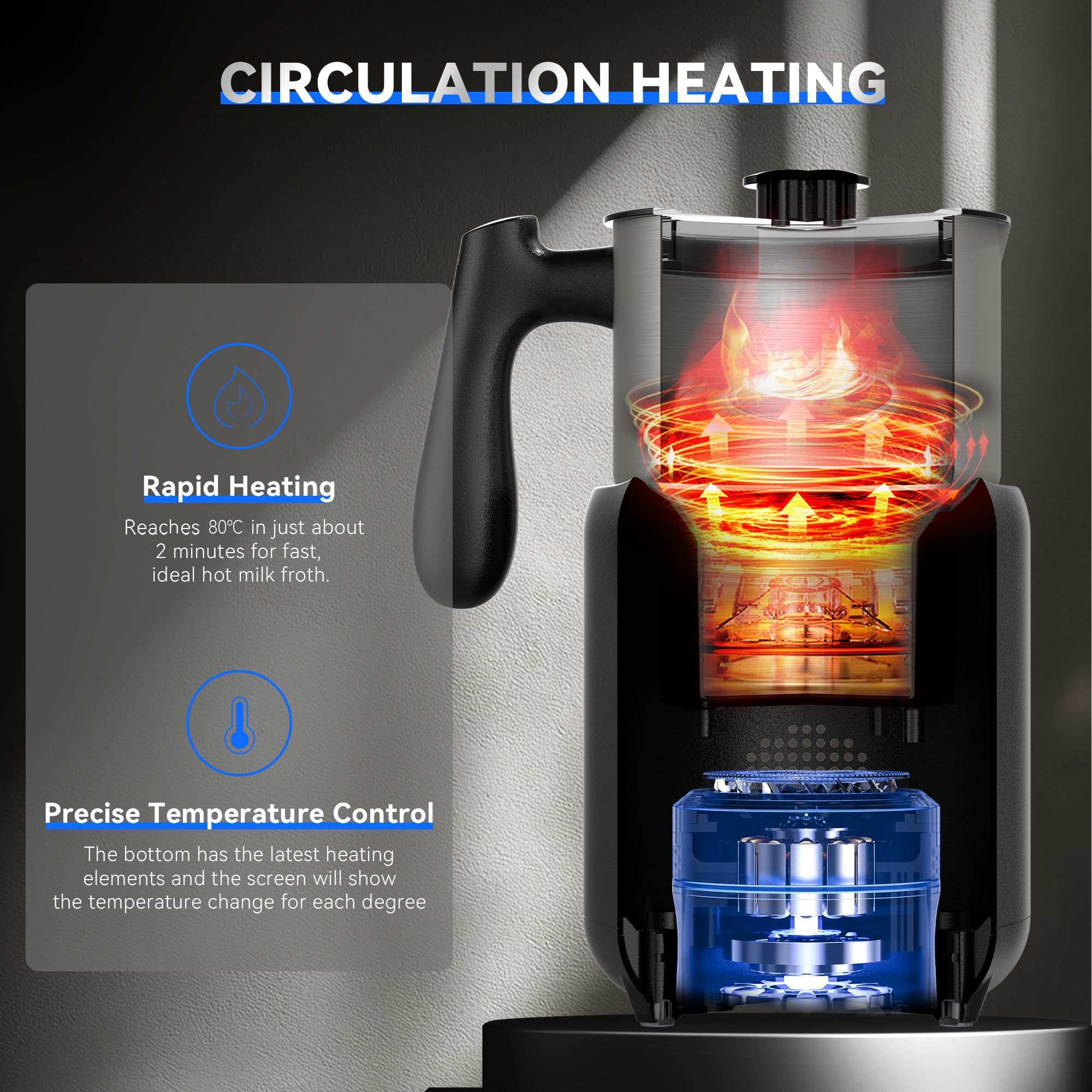 Elektrischer Milchaufschäumer 5-in-1 600 ml Milchaufschäumer, Abnehmbarer Automatischer Milchschäumer, Temperaturkontrolle Spülmaschinenfest, für Latte, Cappuccino, heißen und kalten Milchschaum