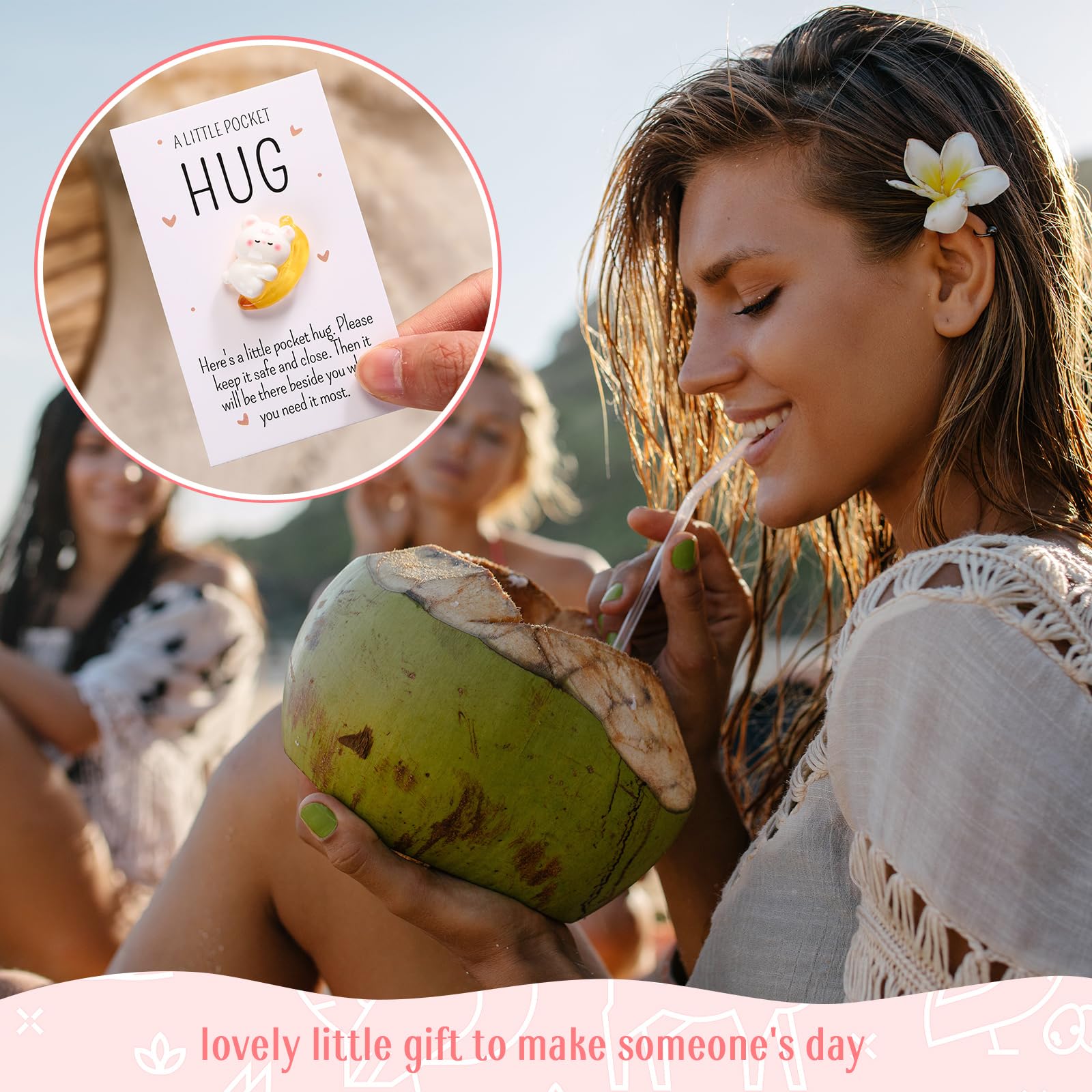 Wonderjune 20 Sets Pocket Hug Bulk Gift Mini Resin Animal Small End of Year Gifts for Student Teacher CNA Thank You Gift Inspirational Emotional Pocket Hug Card for Coworker Employee Friend (Stylish)