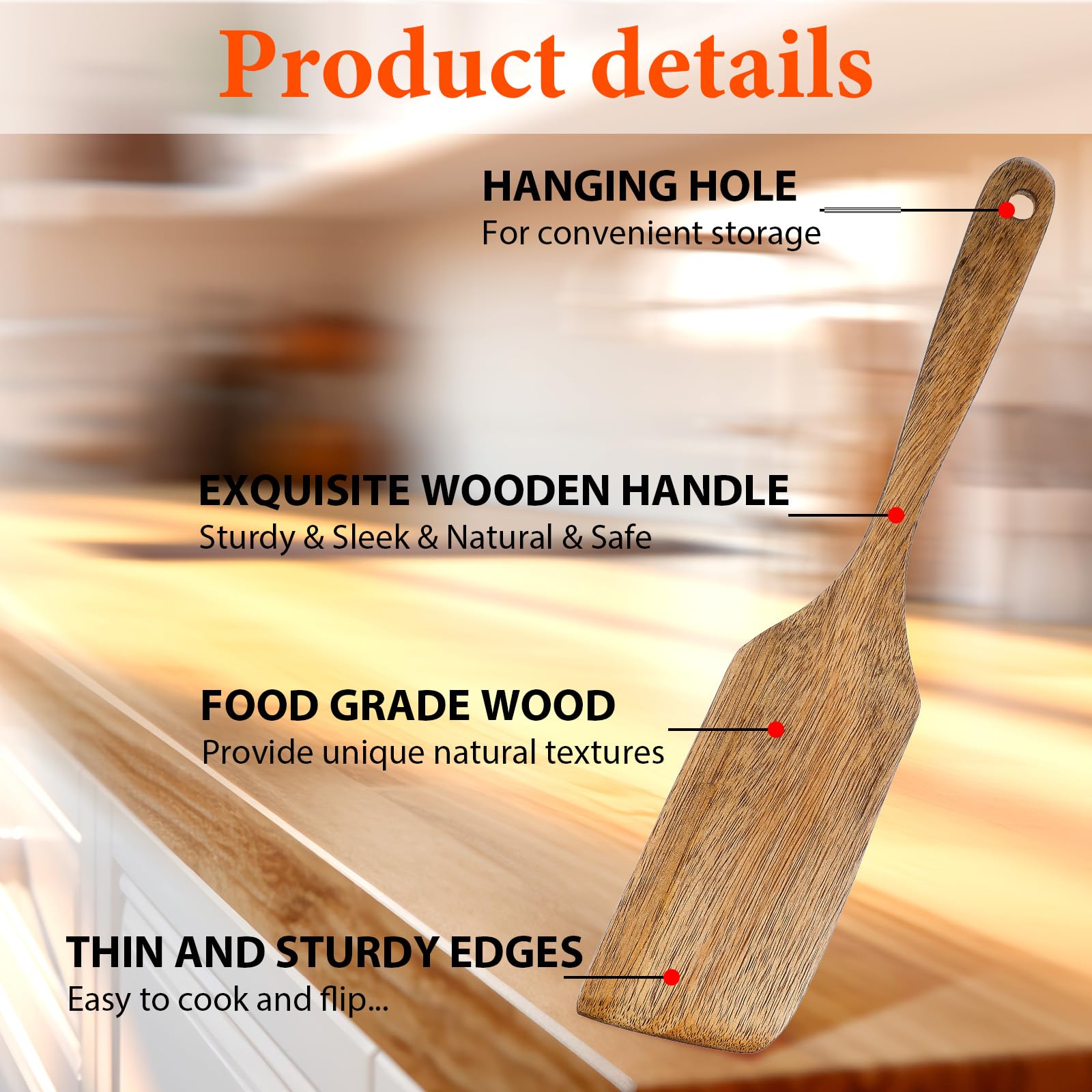 wooden spoon cooking spatula utensil wood spurtle scraper kitchen ladle bowl pancake food tilly living baking wok egg flipper oven cookware whisk scoop heat resistant pot holder fish home bakery sour - Image 3