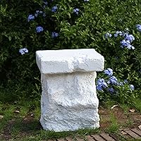 Christopher Knight Home Nataly 18.75" White MGO Outdoor Side Table - Sculptural Stone Garden Stool for Patio, Balcony & Indoor Use