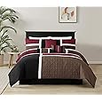 Chezmoi Collection Napa 7-Piece Luxury Leaves Scroll Embroidery Bedding Comforter Set (California King, Gray/Light Gray/Black)