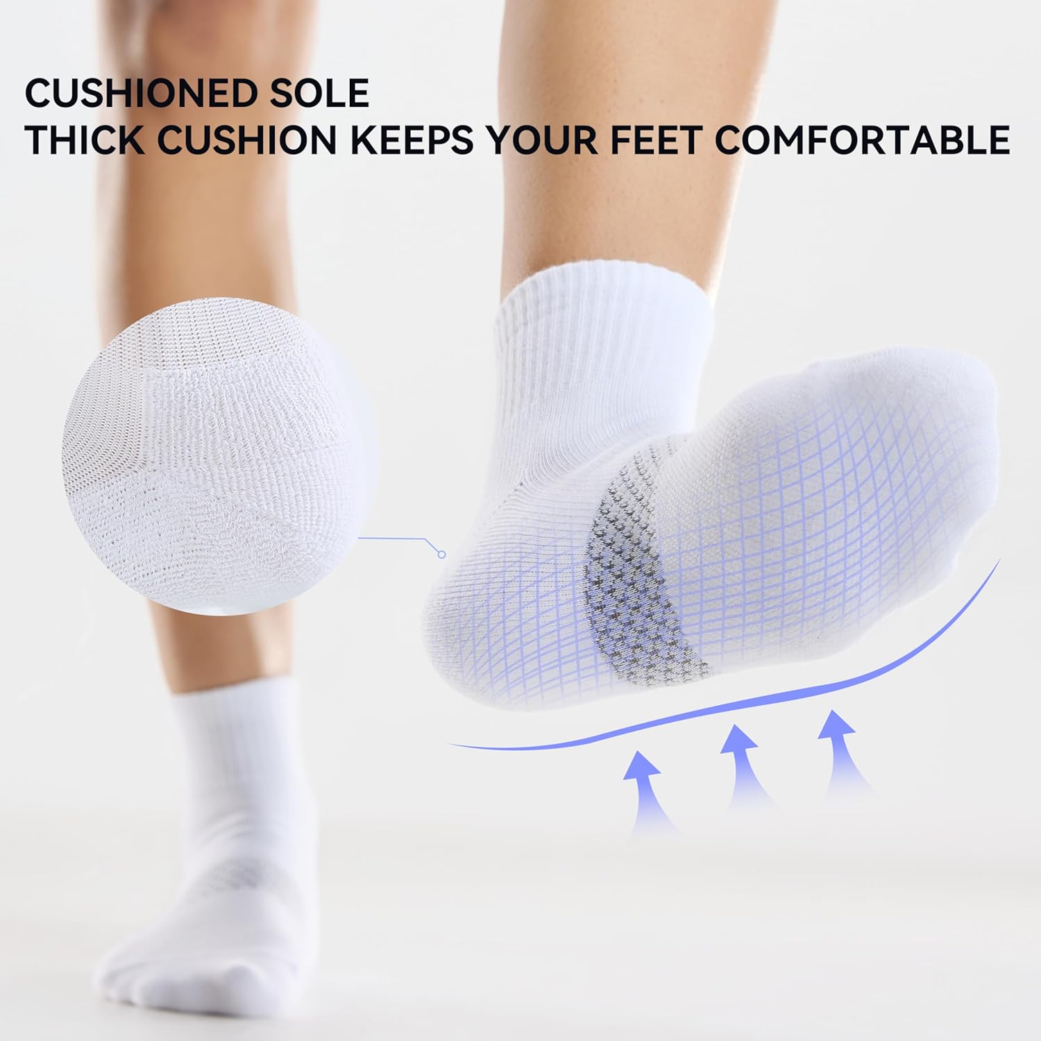 CS CELERSPORT 5 Pairs Women's Ankle Socks Running Athletic Sport Socks with Cushion - Image 5
