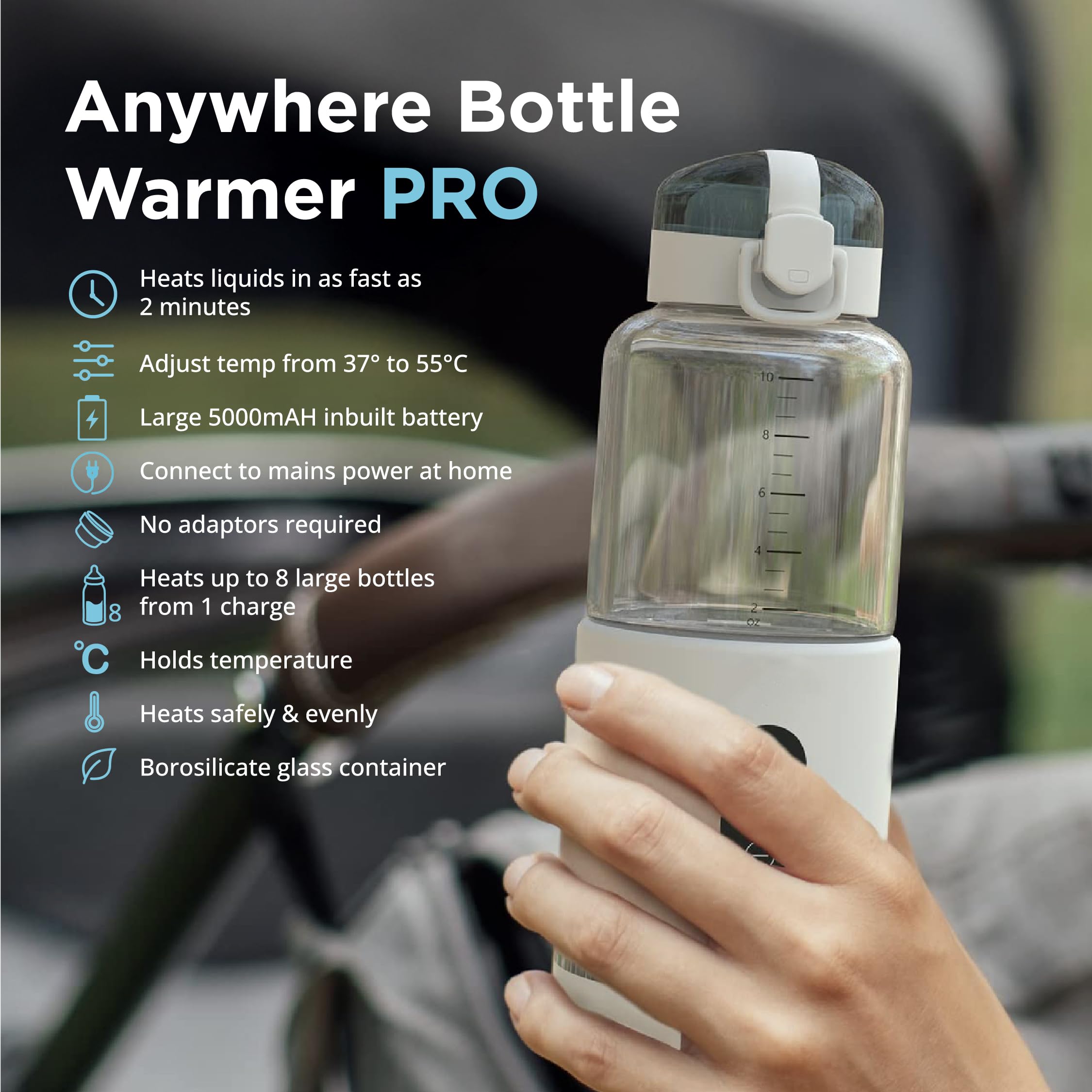 Cherub Baby Anywhere Chauffe-biberon portable Pro – Chauffe-lait maternel et lait maternisé