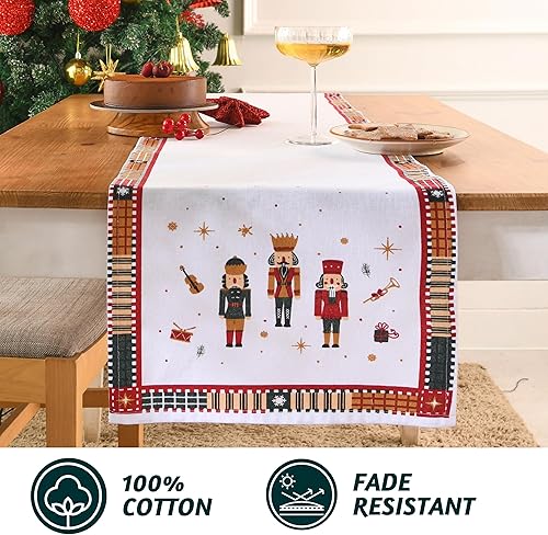 Miniatura 5 de Folkulture Camino de mesa de Pascua de 90 pulgadas de largo para decoración de Pascua, camino de mesa de granja 100% algodón o camino de mesa