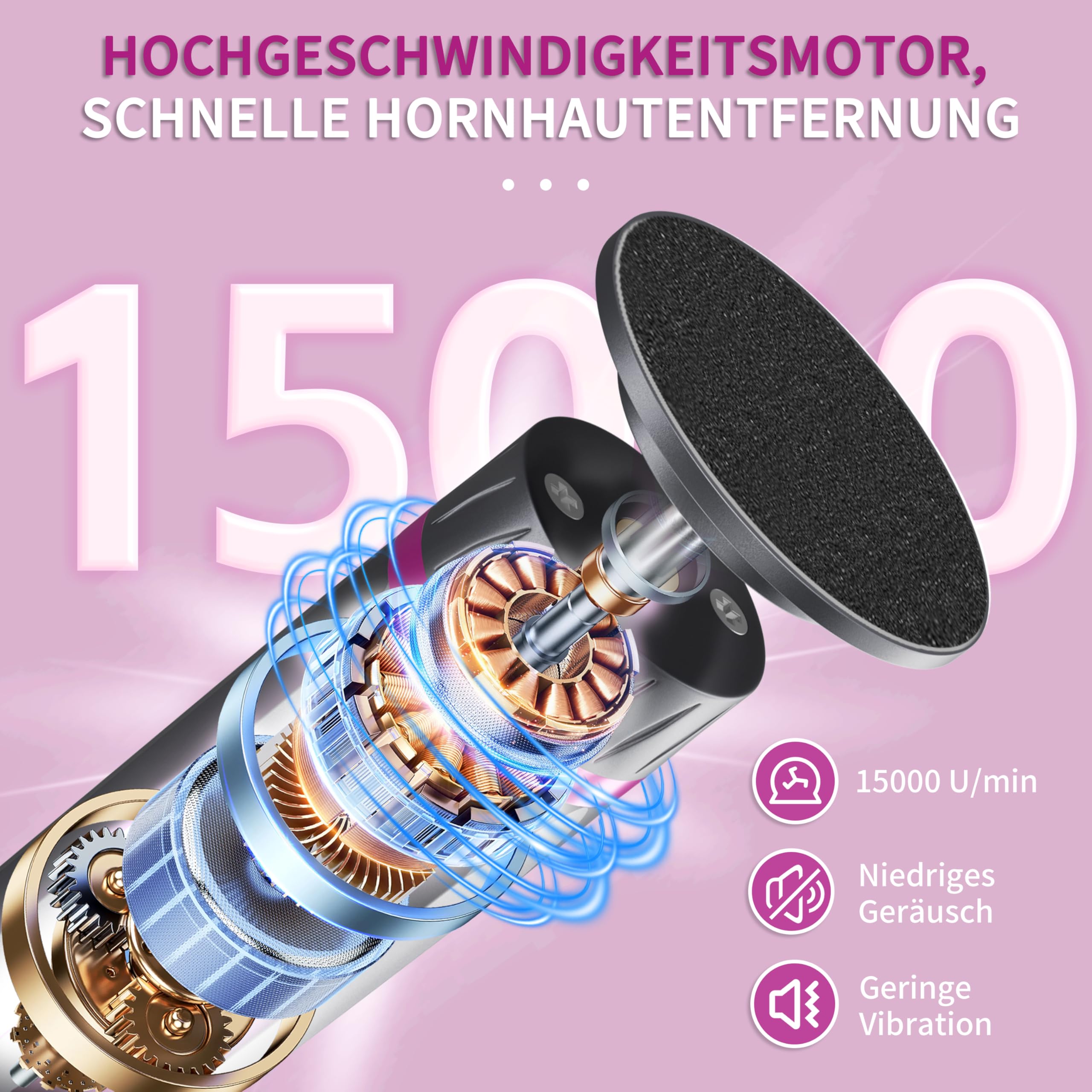 Elektrischer Hornhautentferner für die Füße mit 9 Einstellbare, LED-Anzeige, Hornhautentferner für seidig weiche Füße, Akku Fußpflege Set Damen Herren