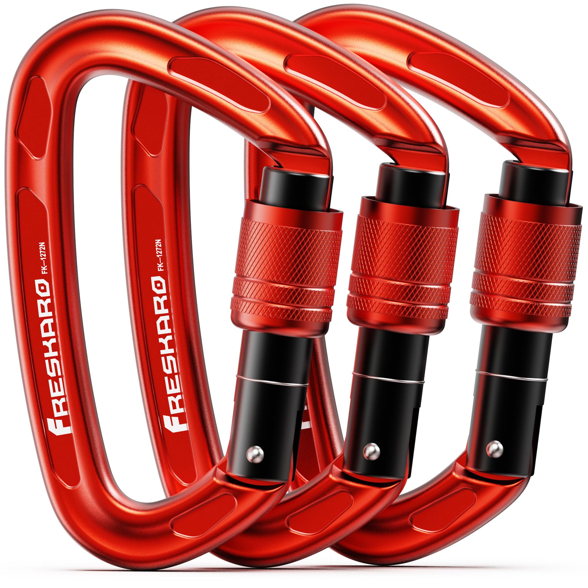 FresKaro 4inches 25kN-5621lbs Climbing Carabiners, UIAA CE Certified, Screw Lock, 7075 Aluminium, Lightweight, Rust Proof, for Mountaineering,
