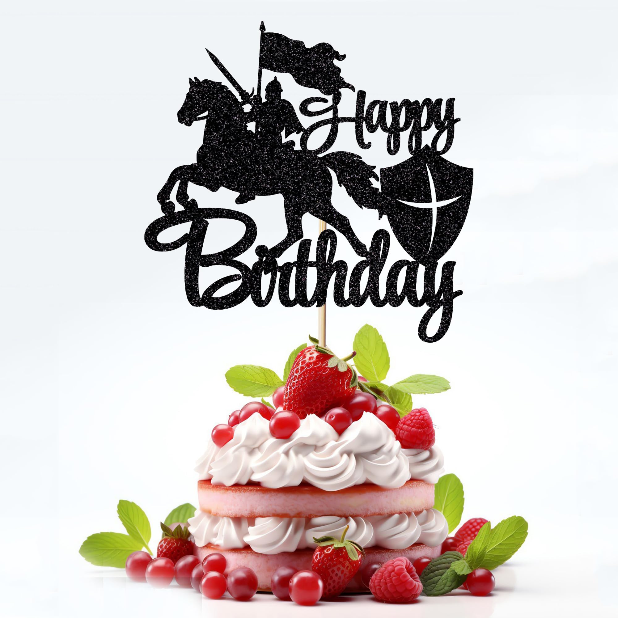 Amazon.com: Leetaivie Black Gold Glitter Knight Happy Birthday