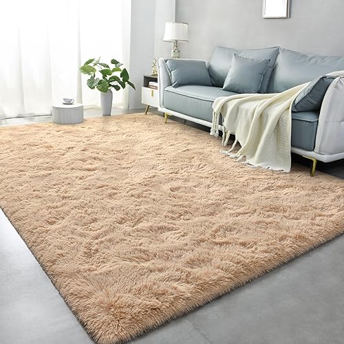 Lascpt Alfombras de área para sala de estar, alfombra mullida súper suave para dormitorio, alfombra peluda beige de 6 x 9 pulgadas, alfombra de