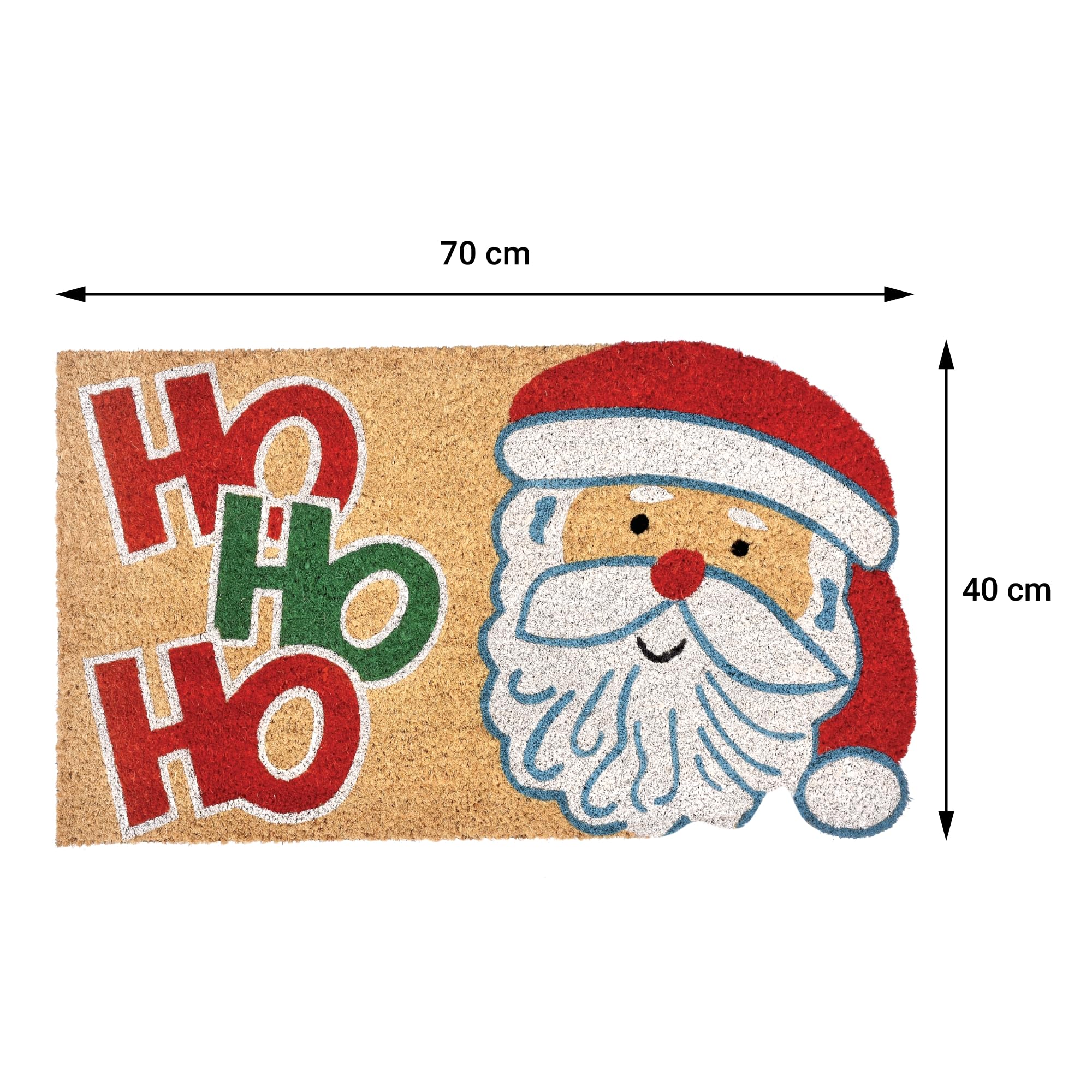 Comart - Zerbino Christmas - 40x70 cm - in Cocco - Sagomato con Disegni Natalizi – Tappeto per Ingresso Esterno o Interno - Antiscivolo - Decorazione per le Feste - Regalo per la Casa – Babbo Natale