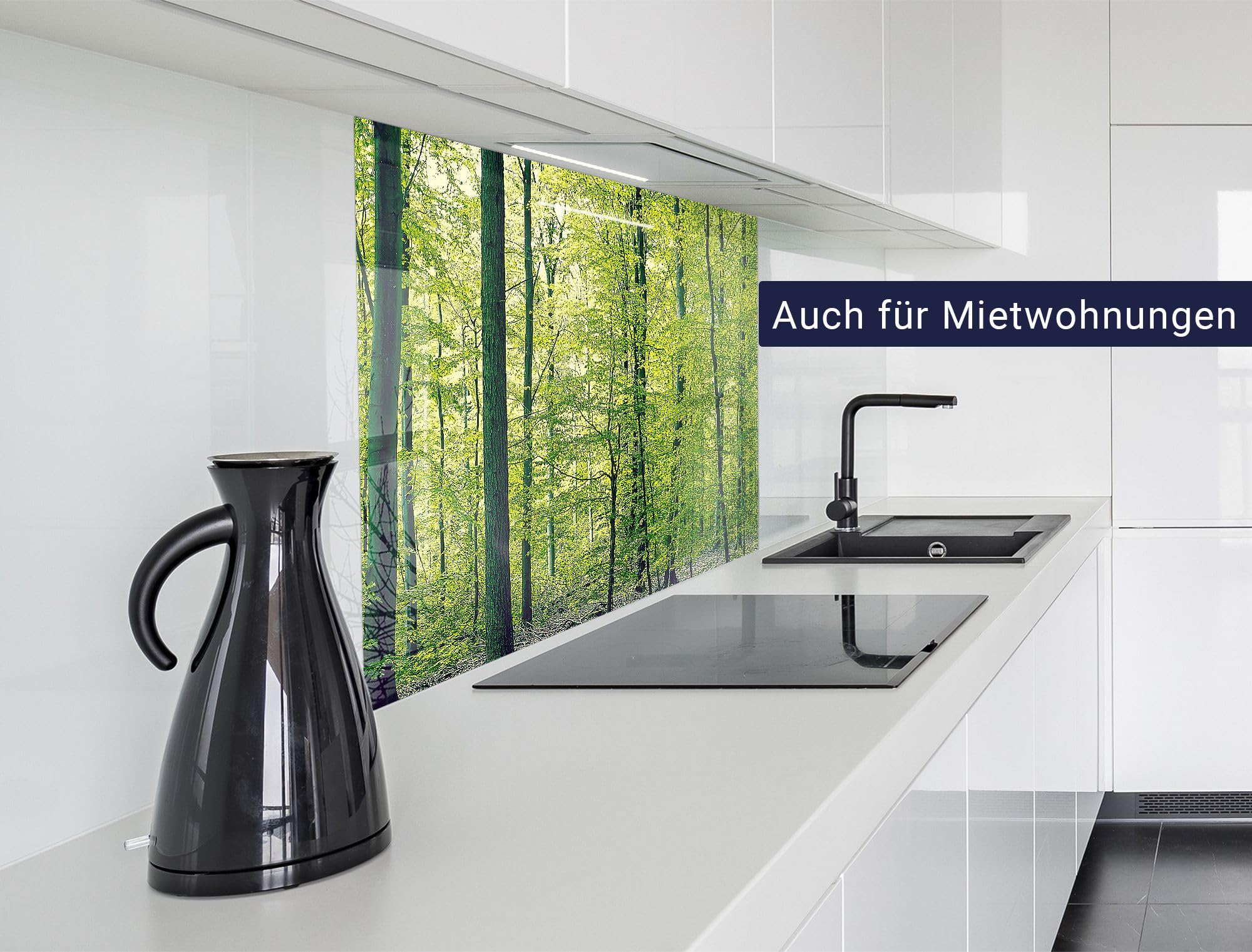 timalo Küchenrückwand Glasoptik | 120 x 80 cm Wald grüne Bäume, Natur Landschaft | Acryl Glas 2mm | Spritzschutz Wand für Herd, Küche Glasrückwand Acrylglas Wandpaneele Rückwandschutz Platte
