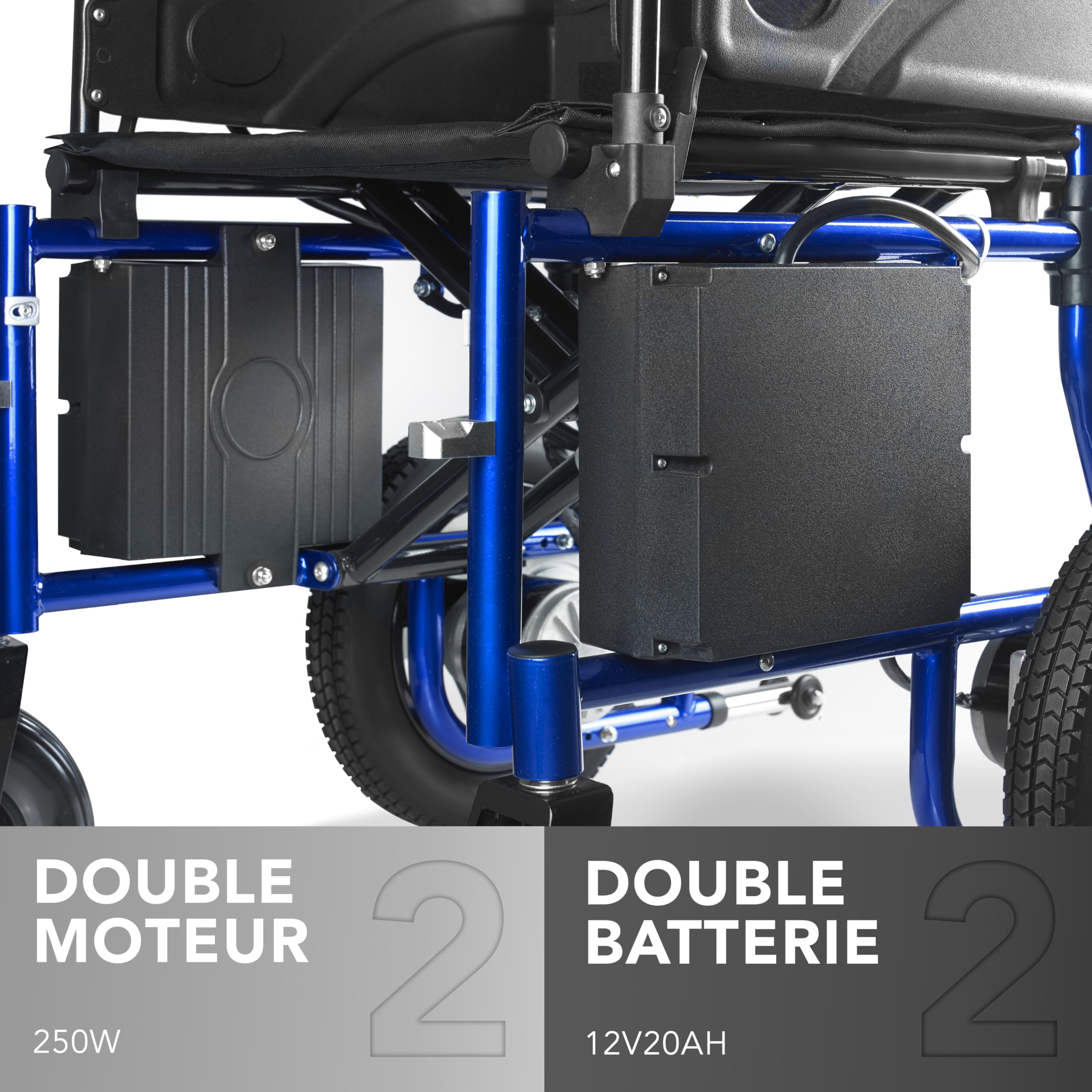 AIESI® Fauteuil Roulant électrique pliant pour personnes âgées et handicapées AGILA R-EVOLUTION, Accoudoirs et dossier rabattables, Repose-pieds amovibles, Ceinture de sécurité, Garantie 24 mois