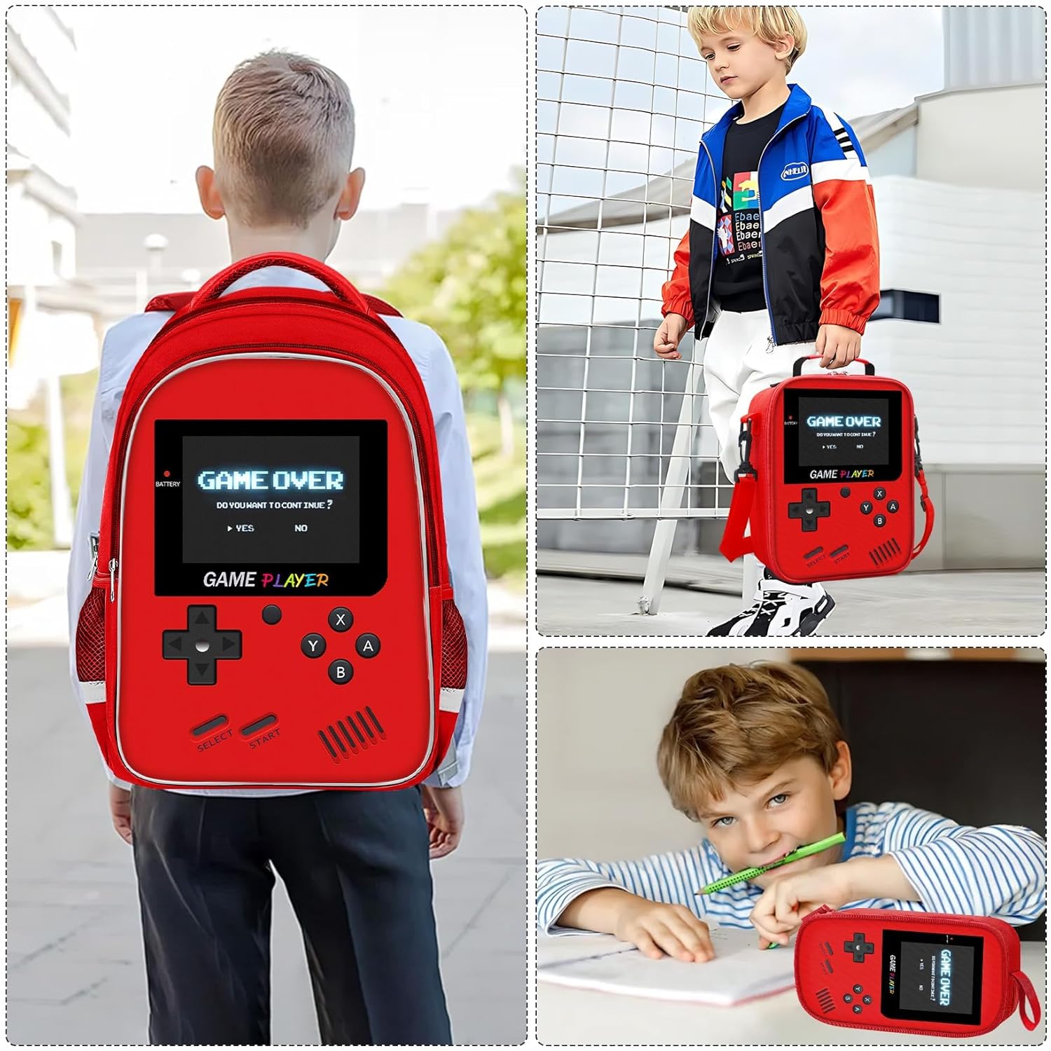 Backpack for School Boys,3pcs Boys Backpack and Lunch Box Set for Elementary Middle School, 17″ Video Game Bookbag for Ages 6-18 Kids Children Teens - Image 8