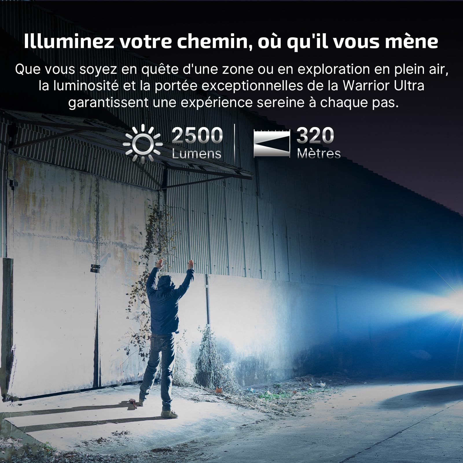 OLIGHT Warrior Ultra Lampe Torche LED Tactique 2500 LM 320M Charge USB-C | Boîtier OAL, Design EDC Compact, Double Interrupteur, Étanche IPX8, Idéal Pour le Camping, la Randonnée et l'urgence