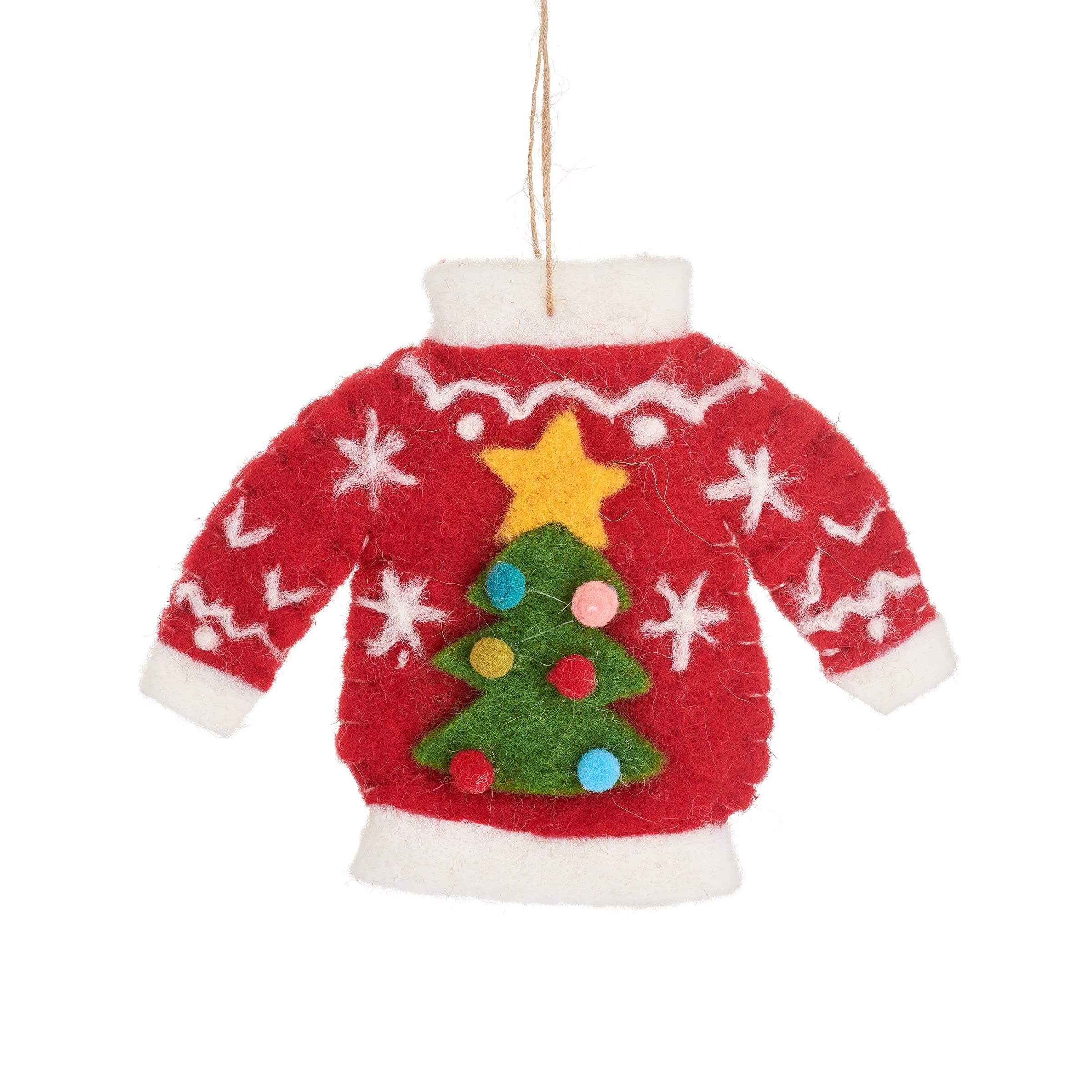 Sass & Belle Felt Festive Jumper Novelty Christmas Tree Decoration With Twine