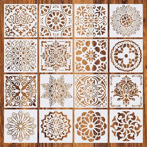 Miniatura 8 de Rolin Roly 16 plantillas de pintura de animales del bosque, plantilla de dibujo de dinosaurio, plantilla de plástico panda, elefante, plantillas