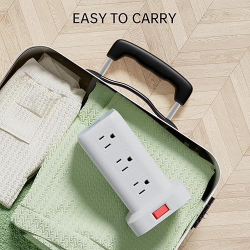 Miniatura 6 de PD20W - Regleta de alimentación con protección contra sobretensiones con USB 12 salidas con 4 puertos USB (1 USB C), cable de extensión de enchufe