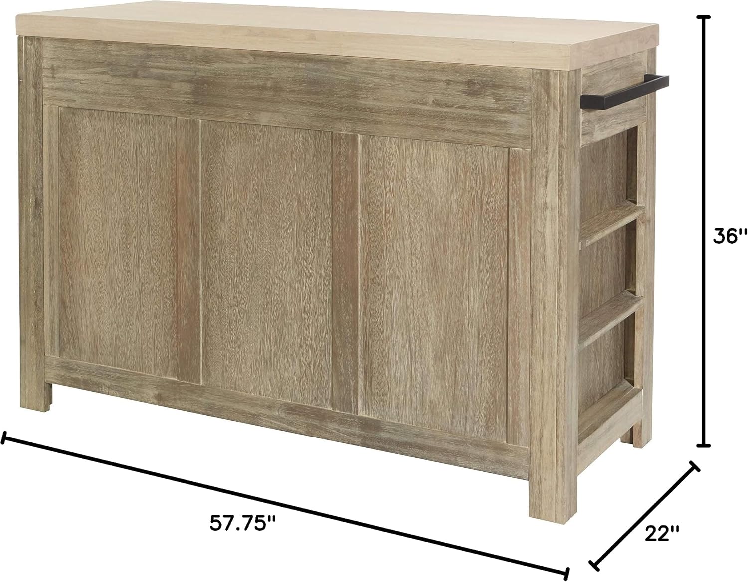 Rustic Brown Wood Kitchen Island with Spice Rack