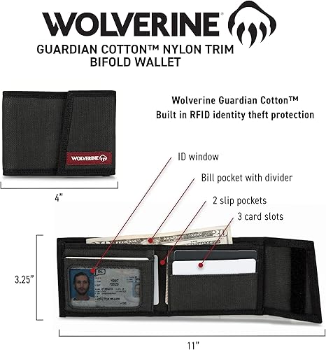 Miniatura 6 de WOLVERINE Men's RFID Blocking Rugged Bifold & Passcase Wallets (Avail in Cotton Canvas Or Leather)