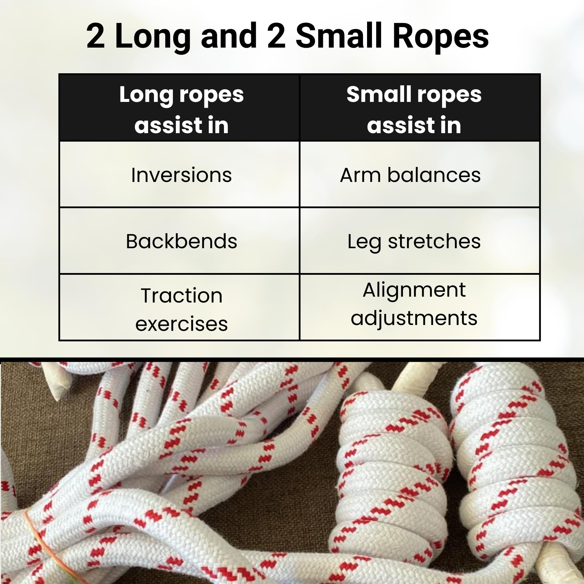 Iyengar Yoga Wall Rope – Paire De Cordes En Coton Indien – Pour Yoga Thérapeutique, Réparateur, Force Et Flexibilité