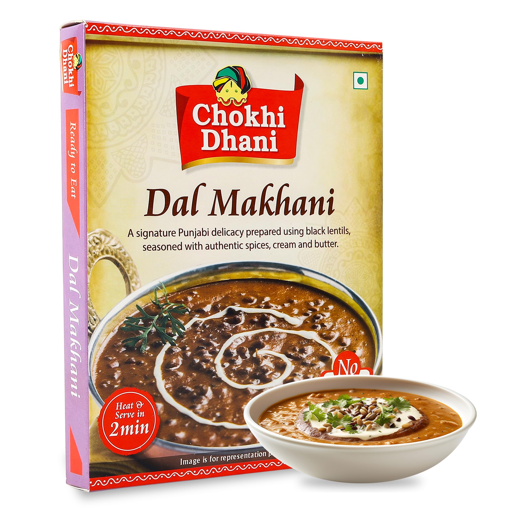 Chokhi Dhani Dal Makhani, Ready to Eat Meal, Instant Premix, Home Style Food Ready in 2 Minutes, Just Heat on Microwave, Stove Top or Hot Water (Pack of 1, 300g) | Ready to eat Meals