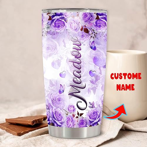 Miniatura 2 de Vaso personalizado de colibrí de 20 onzas, 30 onzas, acero inoxidable, con nombre personalizado, taza aislada para mujer, taza de viaje, regalos
