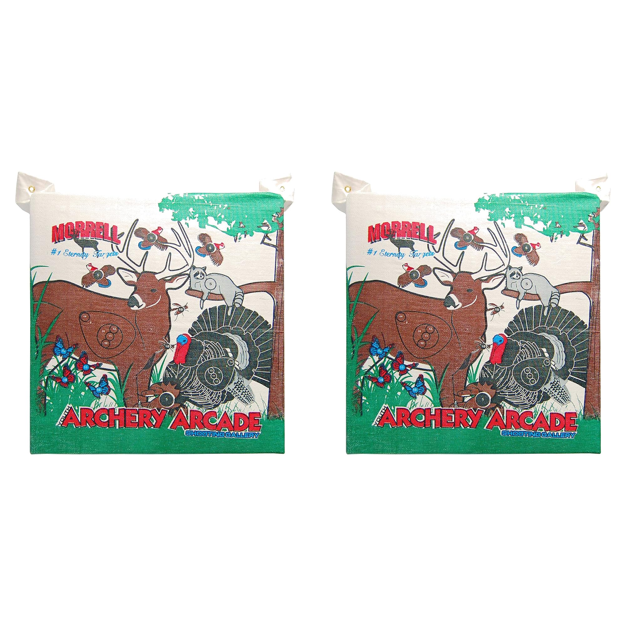 Morrell Youth 18 Pound Children's Arcade Field Point Archery Bag Target for 30 Pound Bows with 2 Shooting Sides and Over 20 Animals, 2 Pack