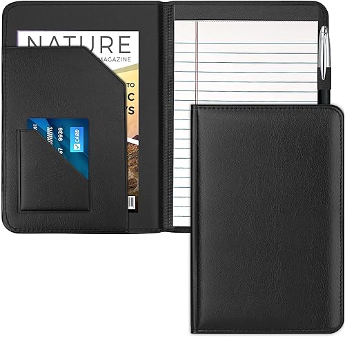 Gorbado Carpeta Junior Padfolio  Carpeta A5 con bloc de escritura de 5 x 8 pulgadas y bolsillo interior de almacenamiento, organizador ejecutivo de