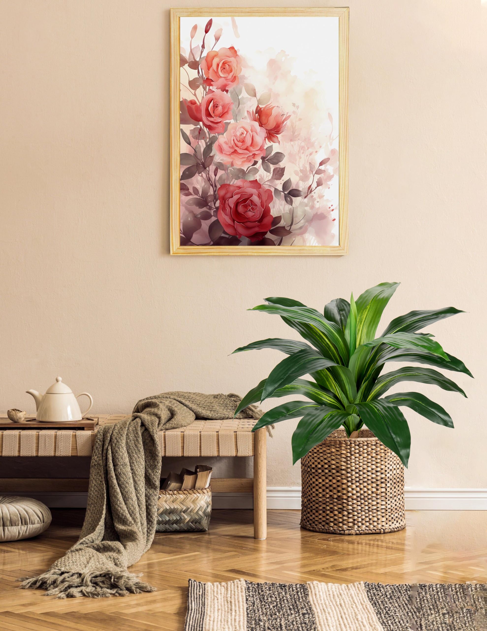 Set di 2 piante artificiali, albero di drago, grande in vaso, albero artificiale per interni ed esterni, decorazione moderna, per bagno, soggiorno, camera da letto, balcone