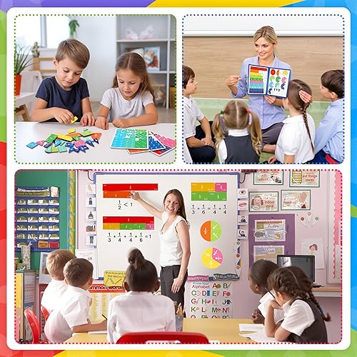 Miniatura 8 de Libro de demostración de fracciones magnéticas, juego de azulejos de fracción magnética y círculos de fracción, manipuladores matemáticos para