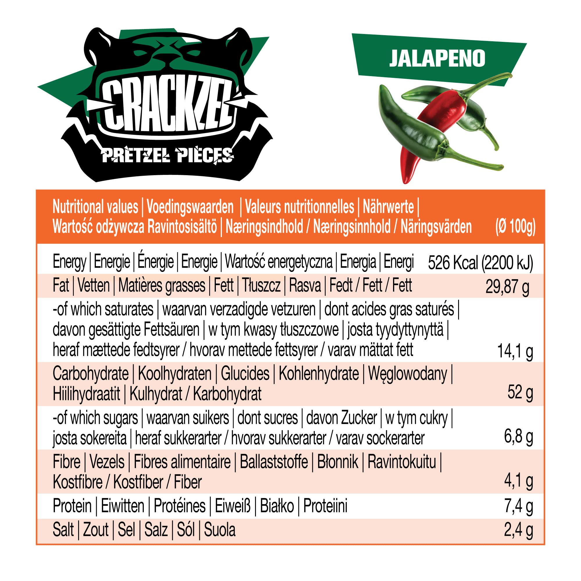 Crackzel Jalapeno Pretzel Pieces 24 x 85 gr