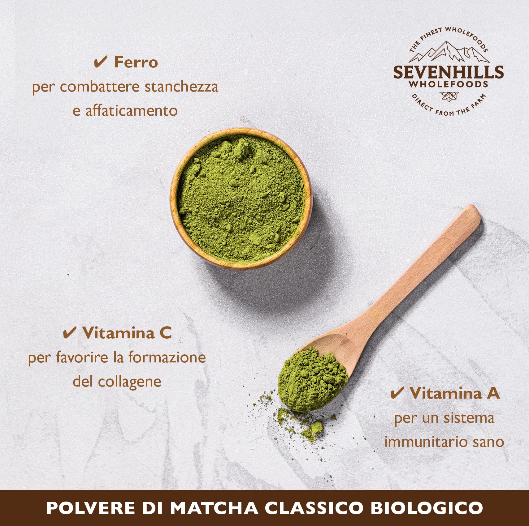 Sevenhills Wholefoods Polvere Di Tè Verde Matcha Giapponese Classico Bio 200g