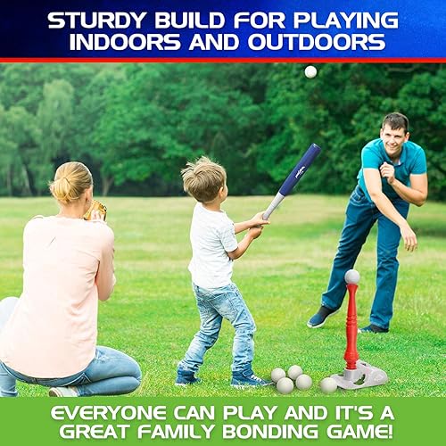 Miniatura 6 de EagleStone Juegos de pelotas en T para niños de 3 a 5 5 a 8 años juego de pelota en T para niños pequeños juguete de béisbol al aire libre incluye 6