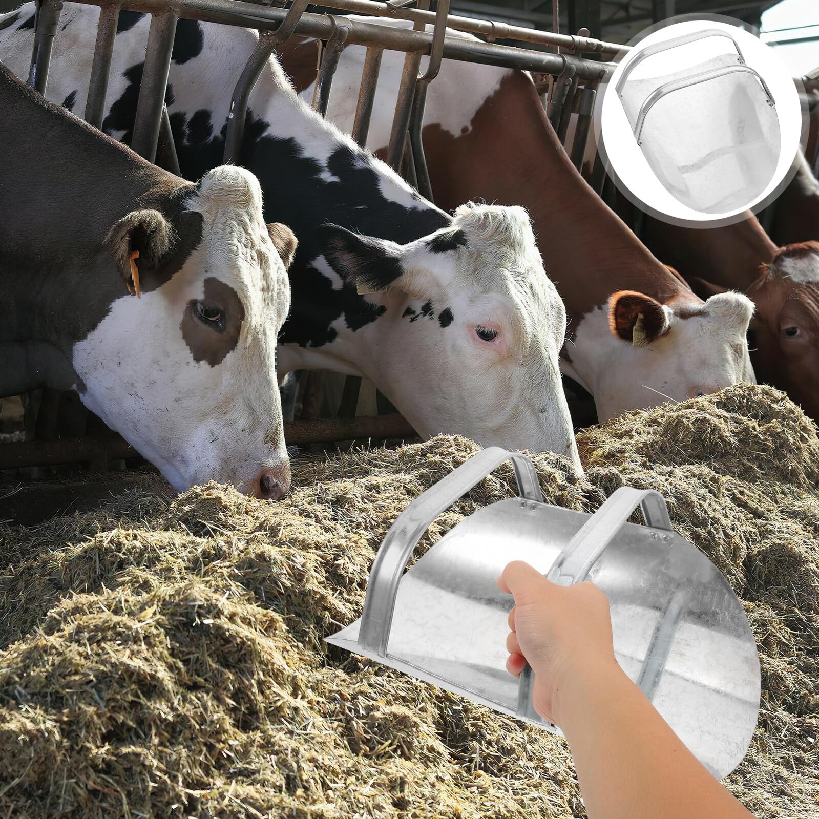 Robuste Futterschaufel aus Dickwandigem Metall mit Ergonomischem Griff Große Metallschaufel für Pferde Hühner Ziegen und Nutztiere Universelle Schaufel für Viehfütterung und