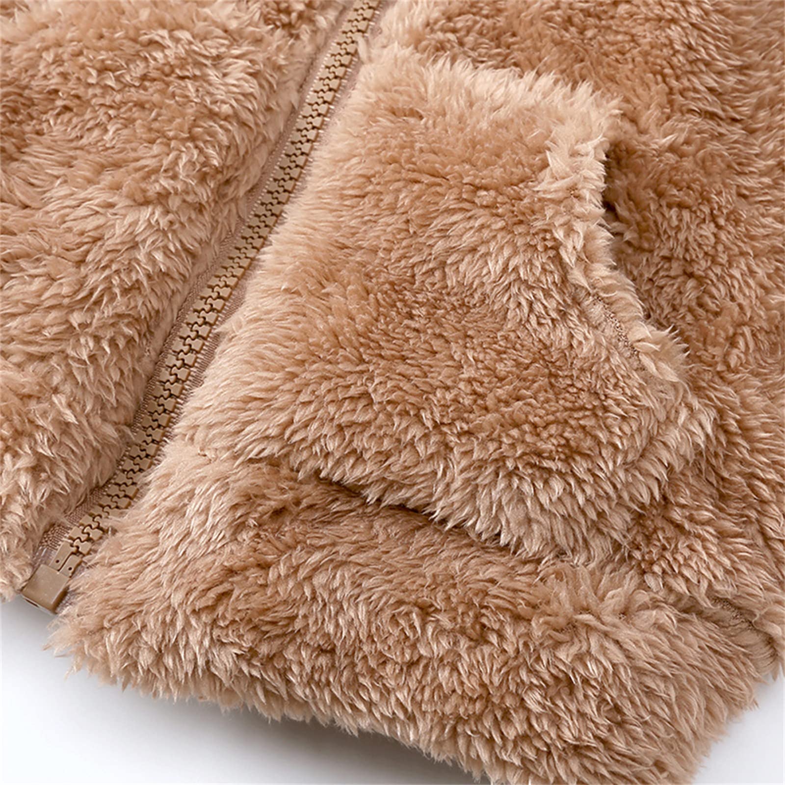 Baby Boy Girl Autunno Inverno Abbigliamento Manica lunga Cerniera Felpa con cappuccio Cappotto Giacca in pile semplice Giacca con cappuccio con orecchie d'orso