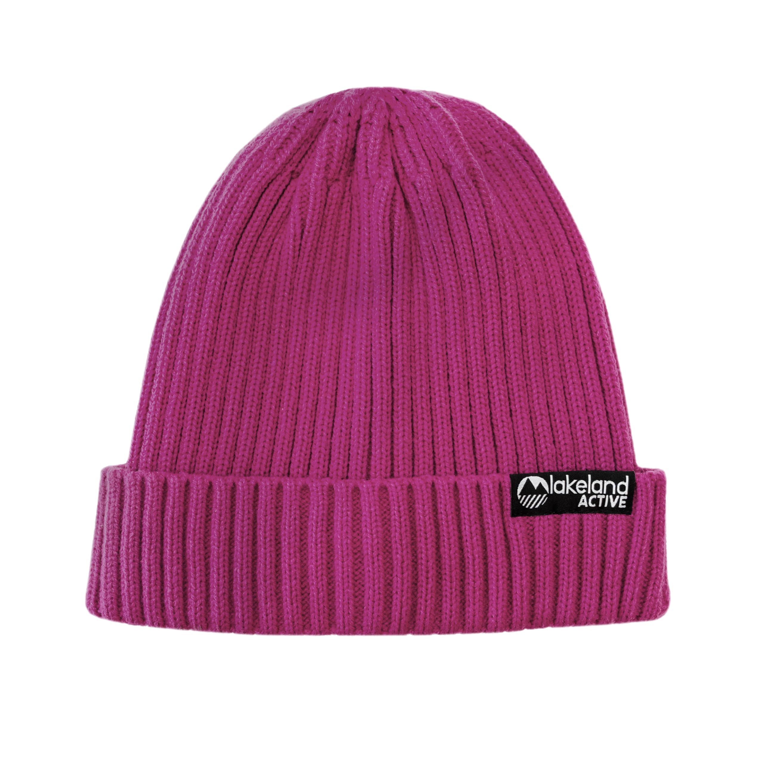 Lakeland Active Unisex Pink Birkett Ribbed Knit Beanie Hat