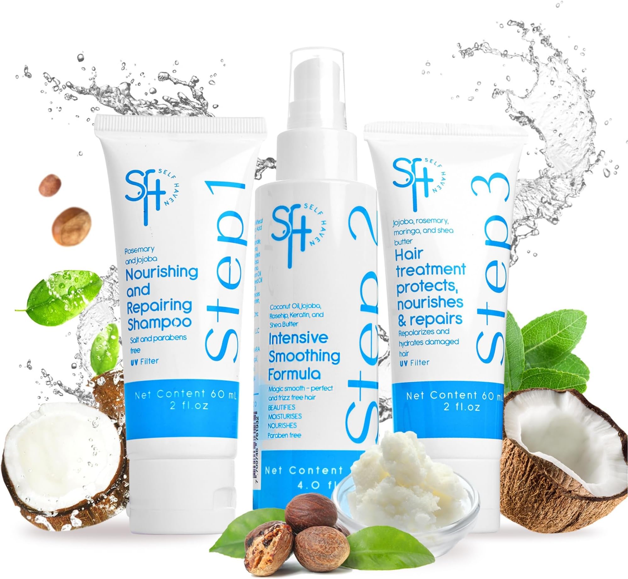 3-Step Keratin Treatment at Home & Silk Therapy for Hair (120ml),12 to 20 weeks results -Coconut,Jojoba,Rosehip,Shea Butter & Amino Acids - Keratina organica sin formol para alisar el pelo