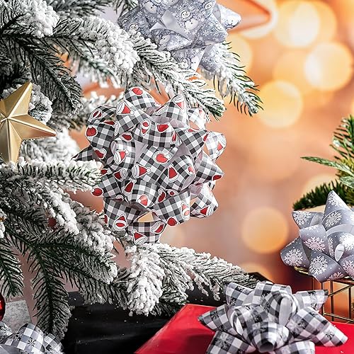 Miniatura 8 de WRAPAHOLIC 12 Piezas Surtido de Lazos de Regalo de Navidad - Papel Kraft Navidad Tema Blanco y Negro para Vacaciones, Fiestas, Cumpleaños, Baby