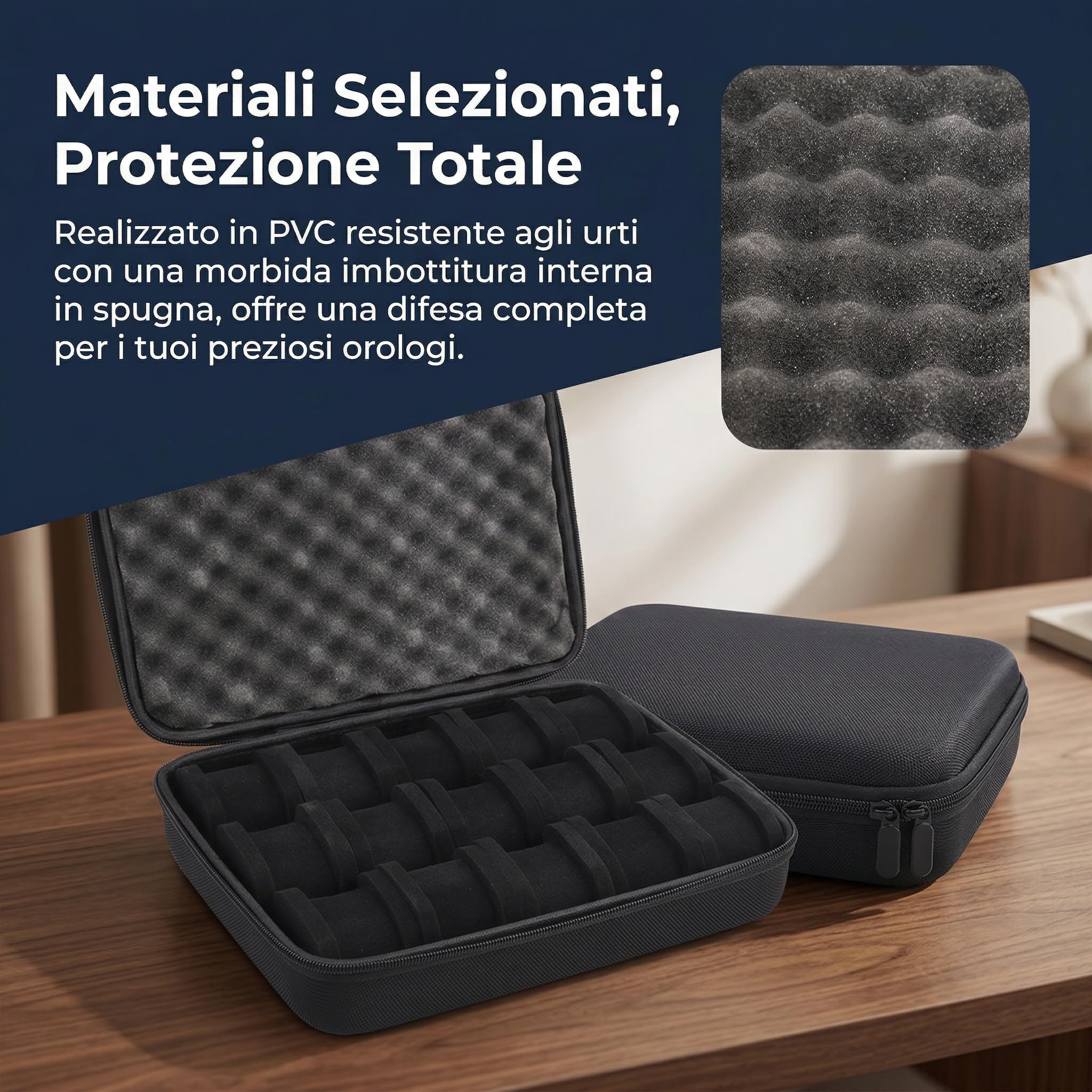 Scatola Porta per Orologi Inplastica, Custodia Orologi da Polso Portatile Contiene Fino a 15, portaorologi per uomo da viaggio, Cofanetti Offre Una Protezione Completa Contro Urti e Danni Estern