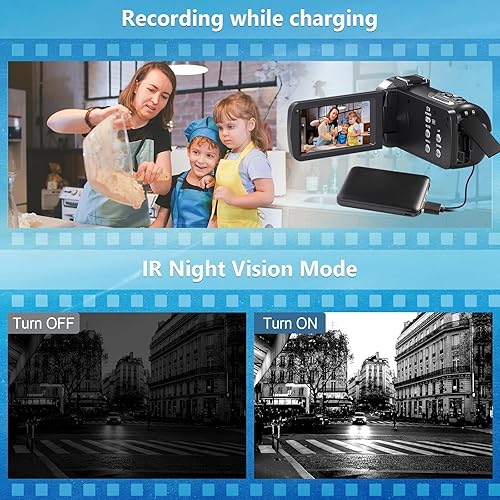 Miniatura 4 de Cámara de video 4K HD 80MP 30FPS Vlogging Cámara para YouTube IR Cámara de visión nocturna 18X Zoom digital 3.0 IPS Grabadora de video con tarjeta