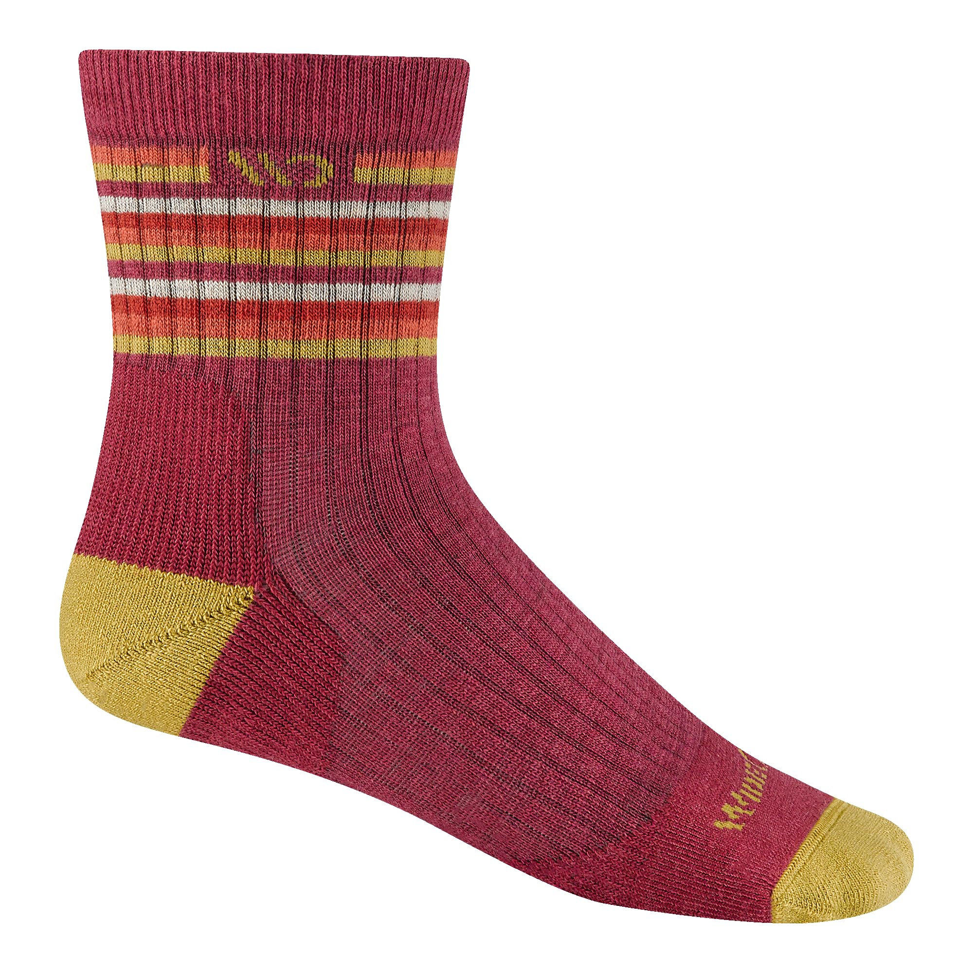 Wide Open Micro Crew Women's Socks - Merino Wool for Women, Multi Stripe Everyday Wide, Ankle Socks for Wide Feet - Cranberry, Medium