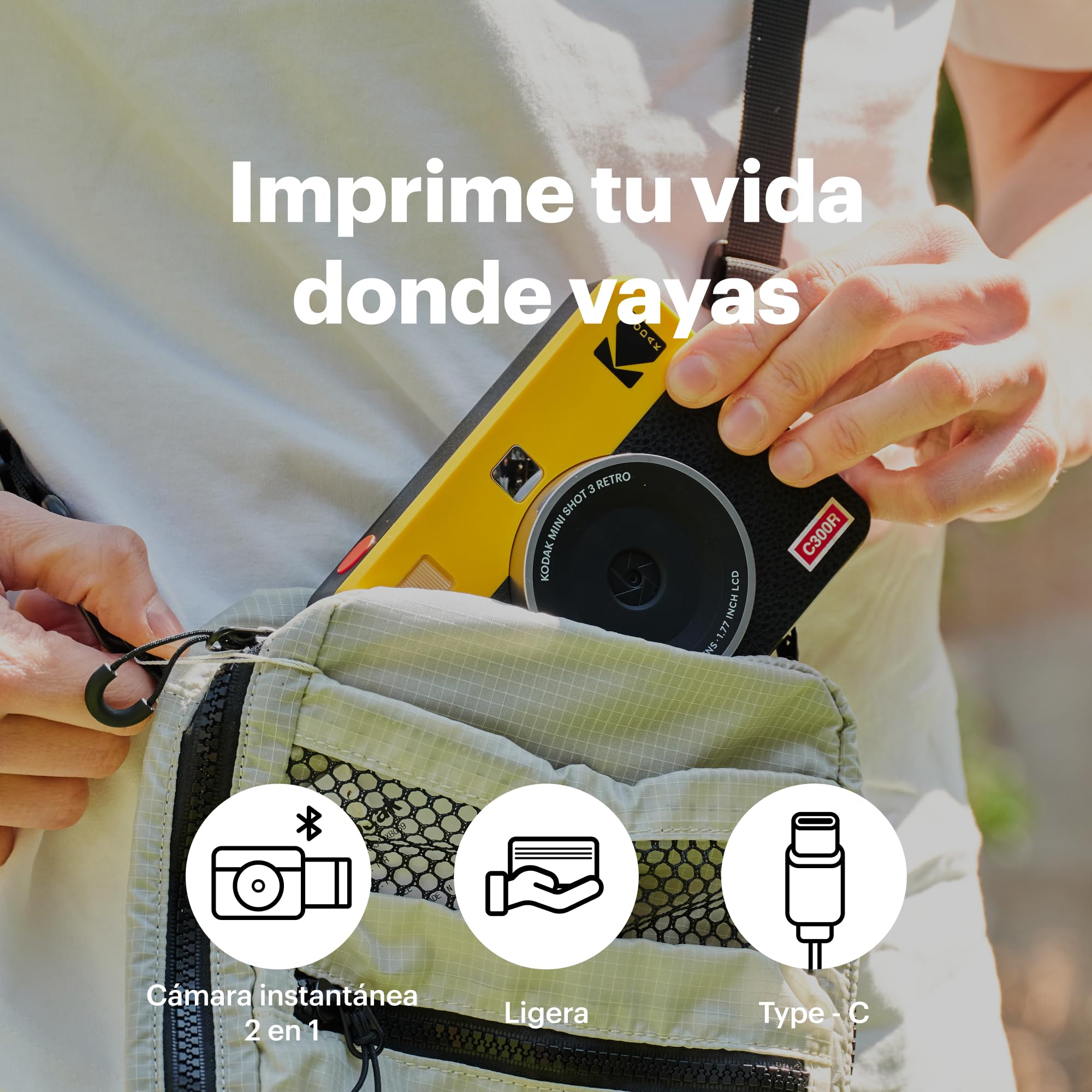 KODAK Mini Shot 3 Retro Cámara Digital Instantánea & Impresora Fotográfica 2-en-1 7,6 x 7,6 cm, 38 Hojas, Cámara Portátil con Impresión, Impresora Bluetooth iOS & Android, Sublimación 4PASS, Blanca
