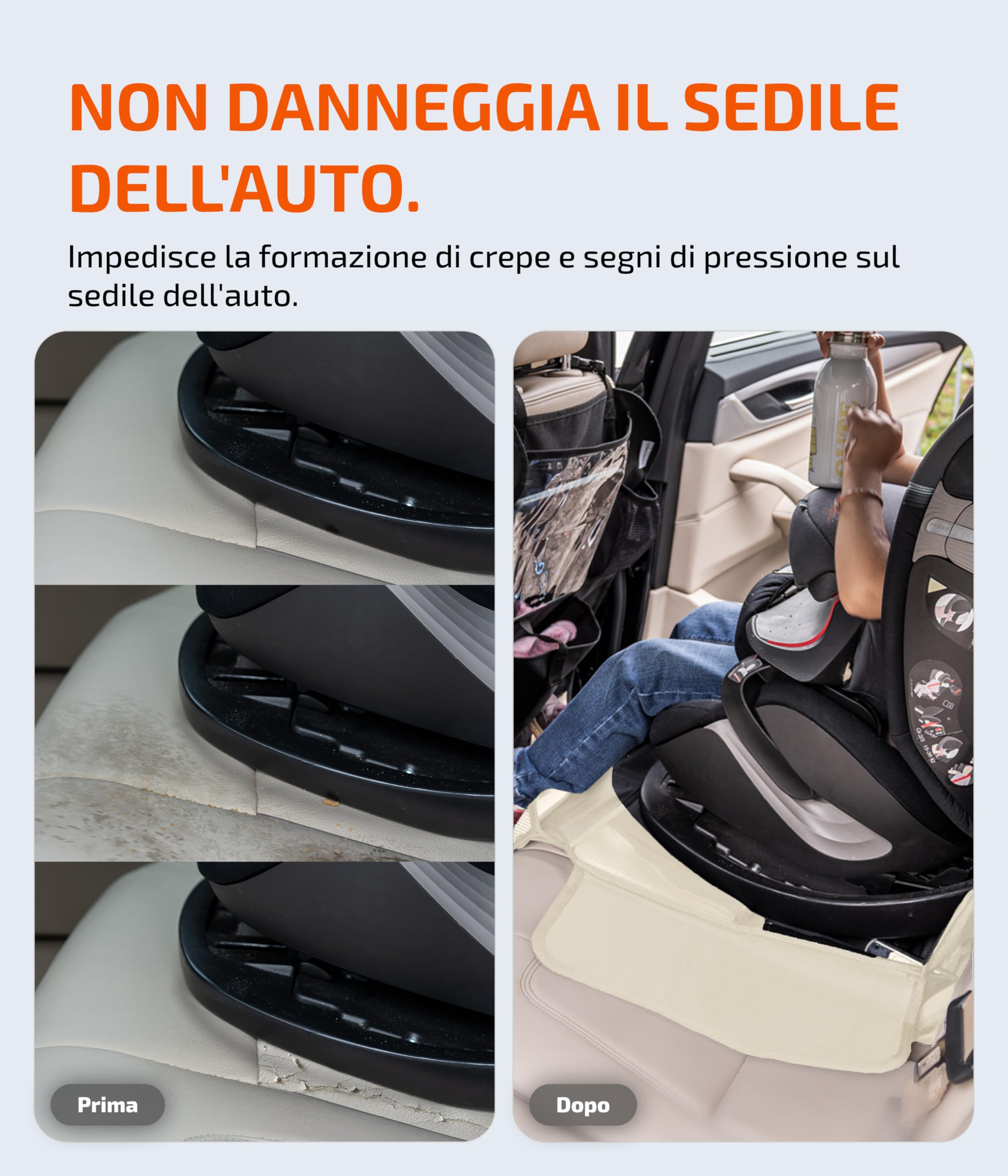 LIONSTRONG - coprisedile auto per seggiolino bimbo - protettore di sedili auto - compatibile ISOFIX (crema)
