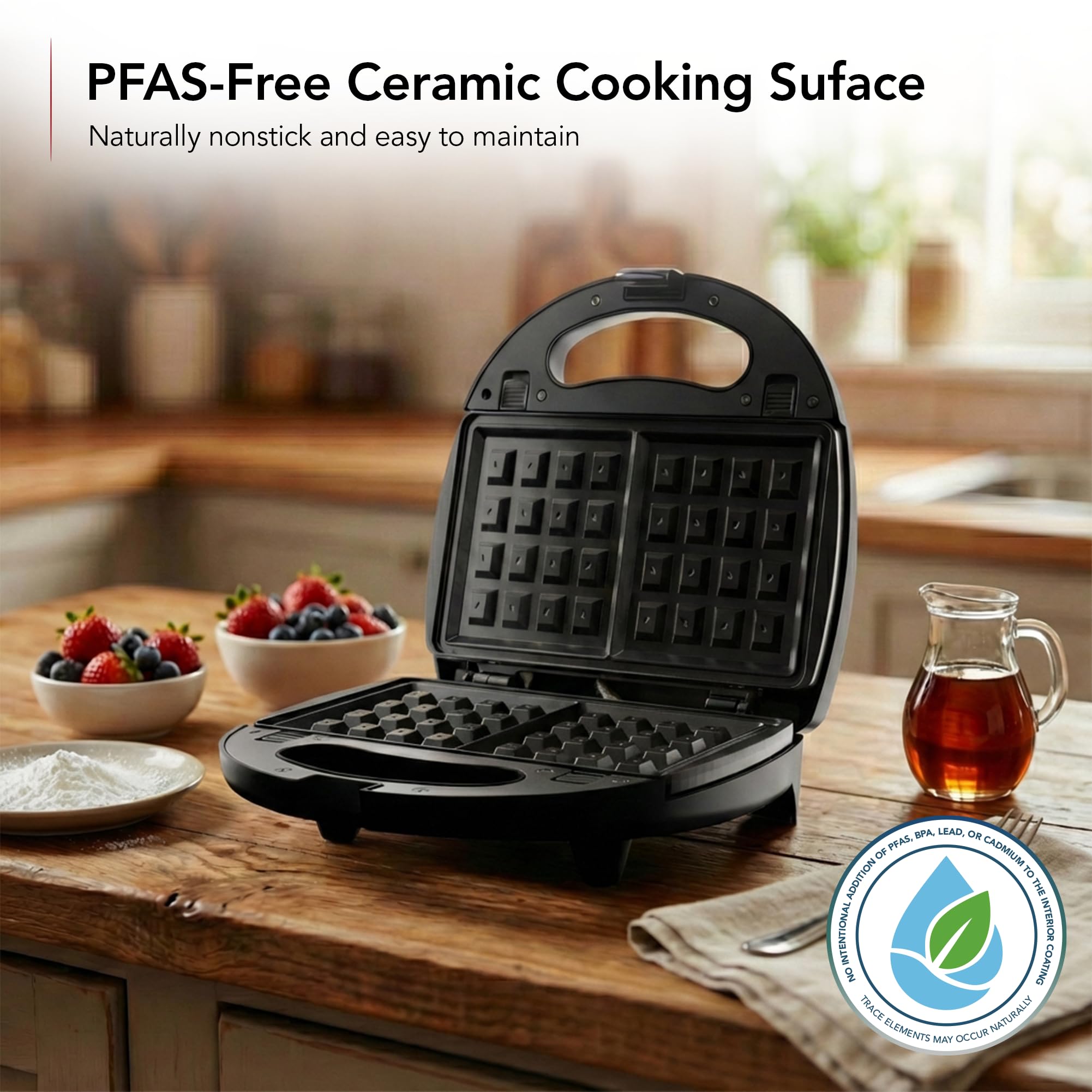 OVENTE 3 in 1 Electric Sandwich Maker, Panini Press Grill and Waffle Iron Set with Removable Non-Stick Plates, Perfect for Cooking Grilled Cheese, Tuna Melts, Burgers, Steaks and Snacks, Black GPI302B