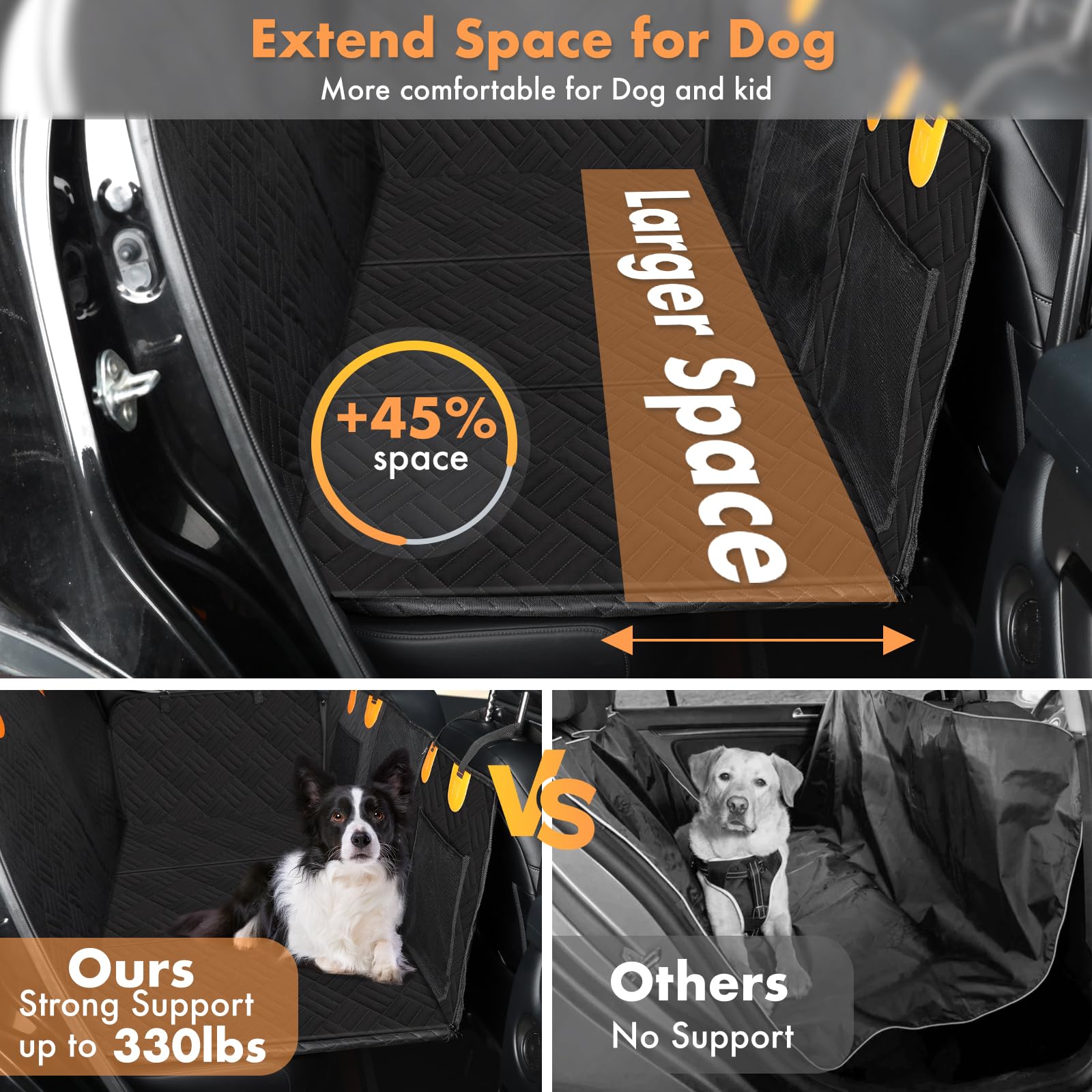 LOOWARTS Coprisedile Auto per Cani, Telo Auto per Cani Estensione del Sedile Posteriore, Auto Cane per Auto SUV Camion