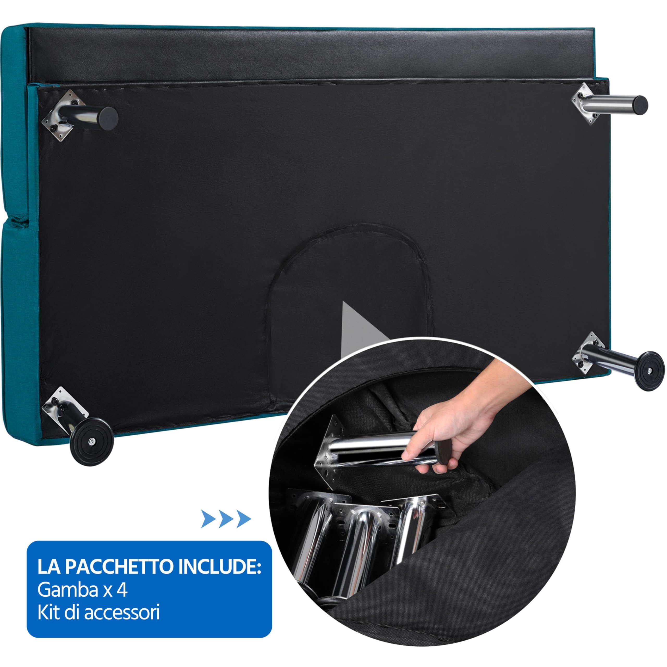 Yaheetech Divano Letto Reclinabile con Seduta Imbottita Convertibile in Letto 105° - 180° Mobile Regolabile da Soggiorno Salotto Stanza Ospiti Arredamento per Riposo Blu Acqua/Tessuto