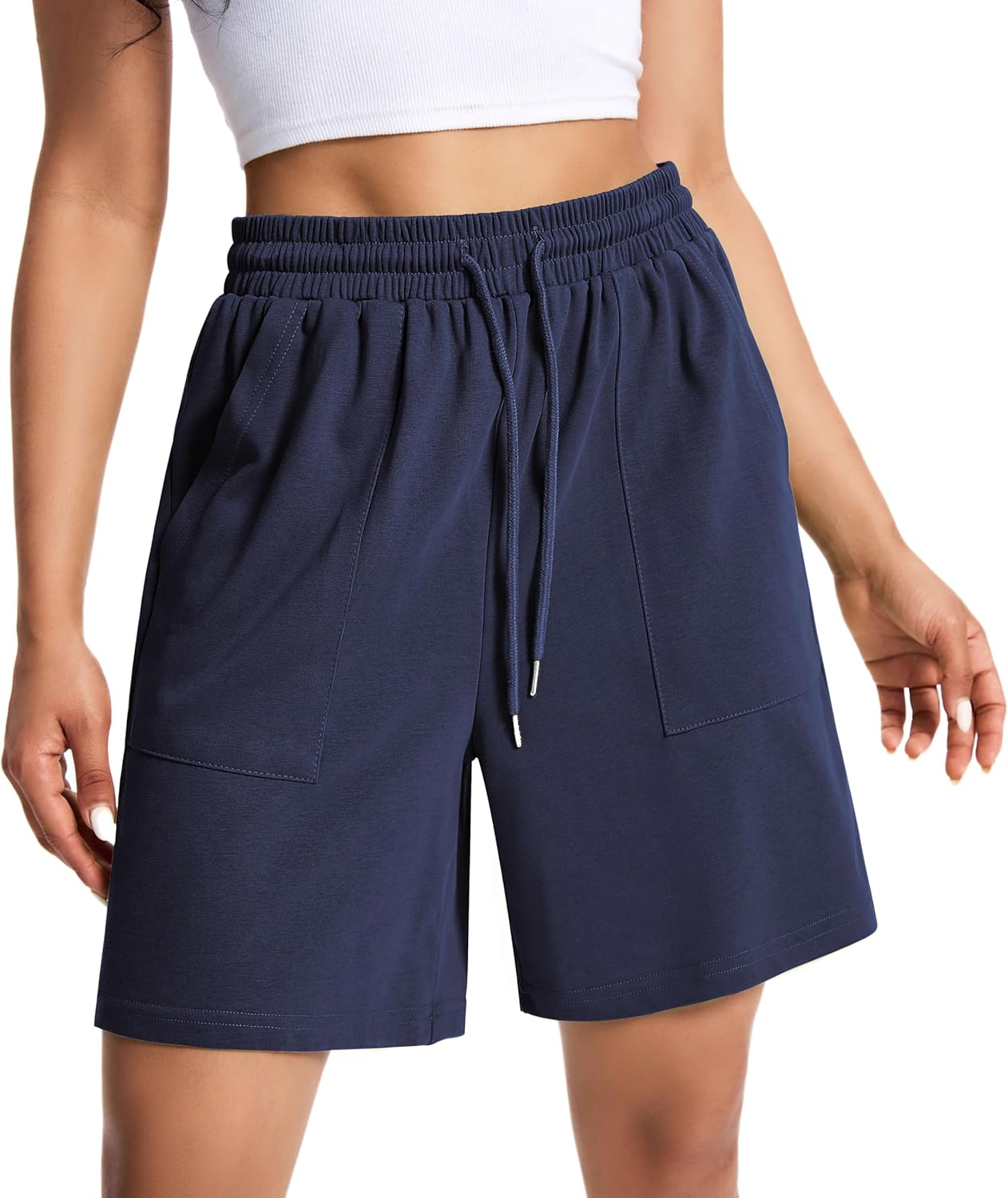 Auriviz Women’s Cotton Sweat Shorts Casual Summer Short Loose Drawstring Lounge Running Athletic Shorts with Pockets