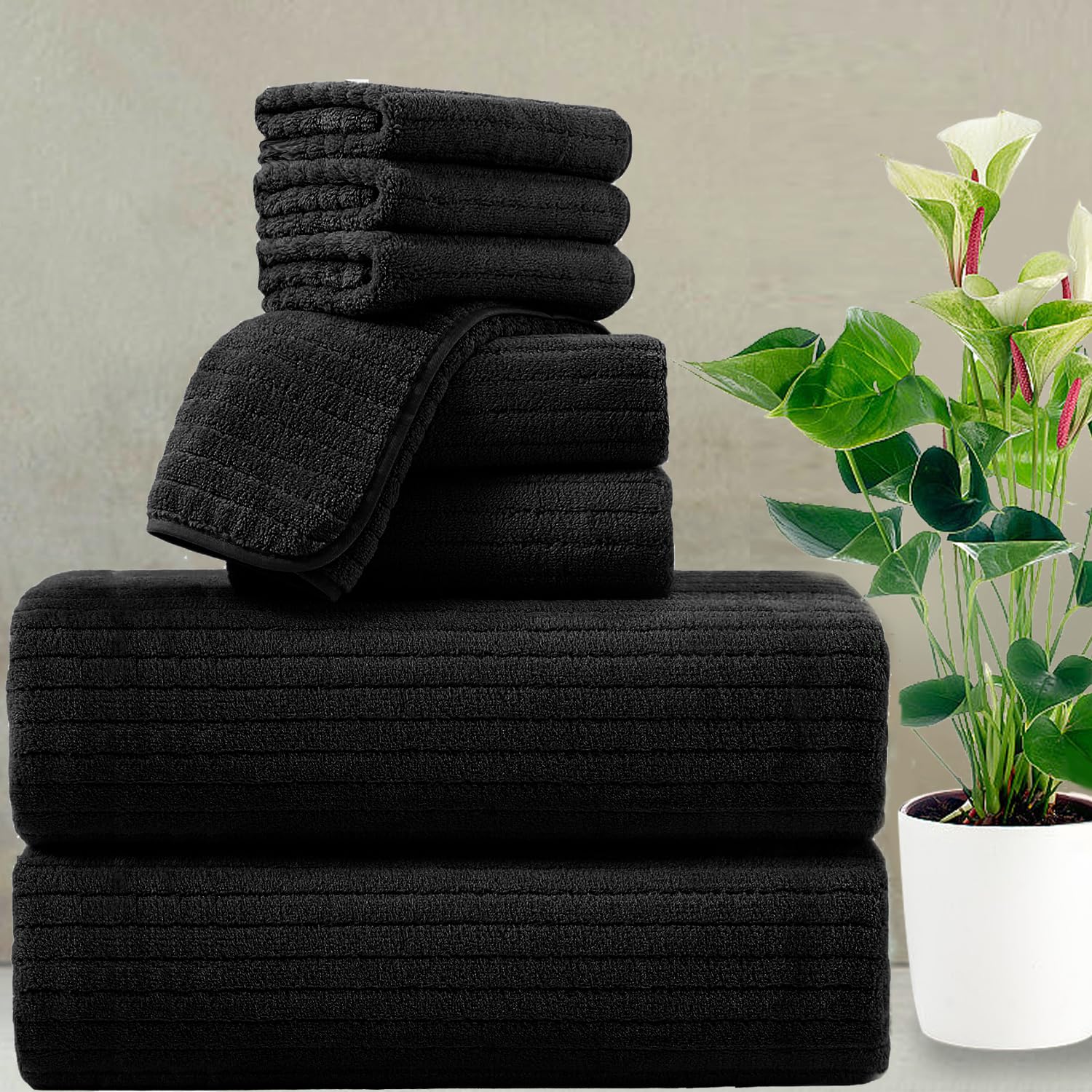 Mistyrose 8 Piece Oversized Bath Towels Set for Family