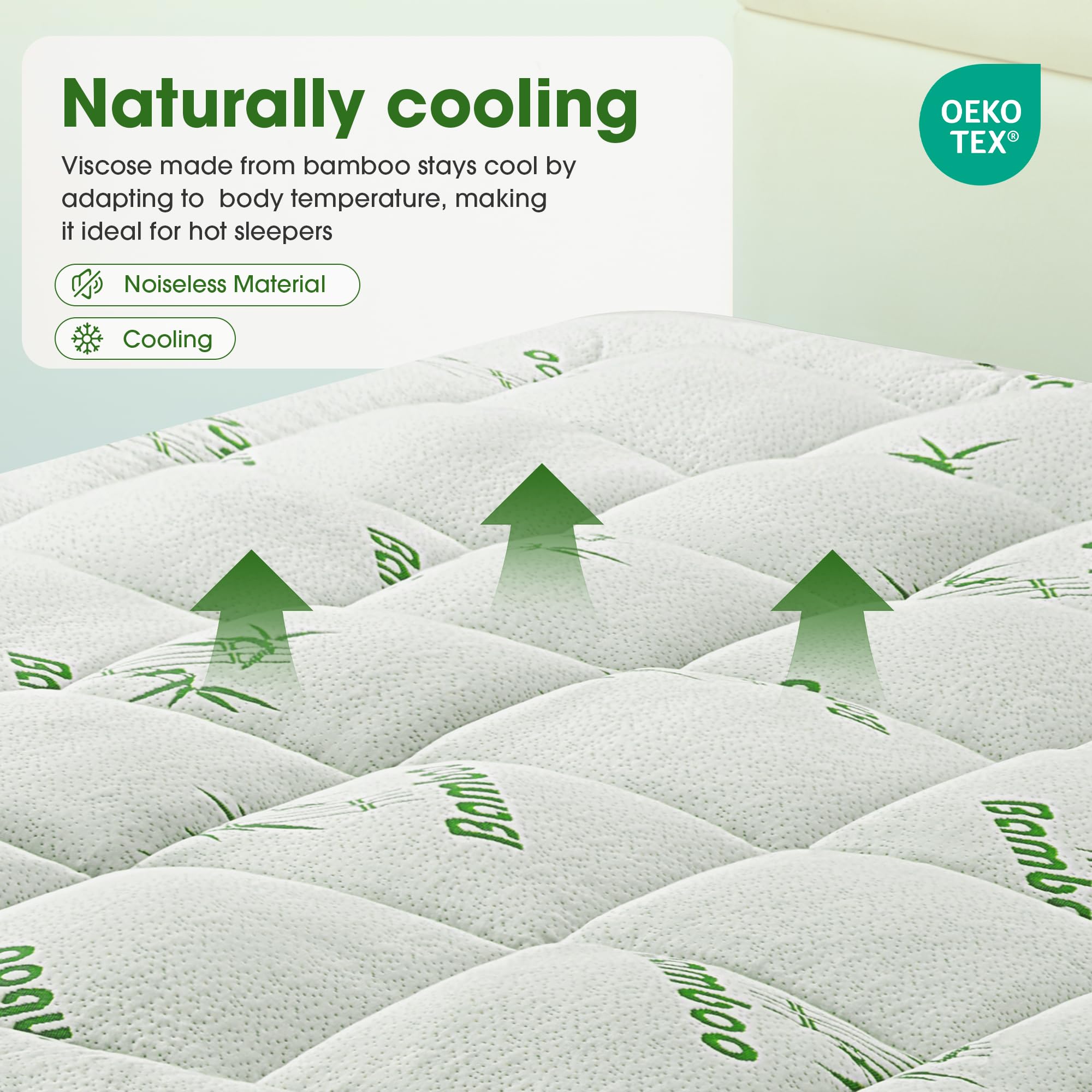 matratzen Topper 160x200cm aus Bambusfaser-Viskose, 1000g/m² weicher matratzentopper, Mattress Topper mit Taschen bis 40cm, matratzenauflage atmungsaktiv & maschinenwaschbar