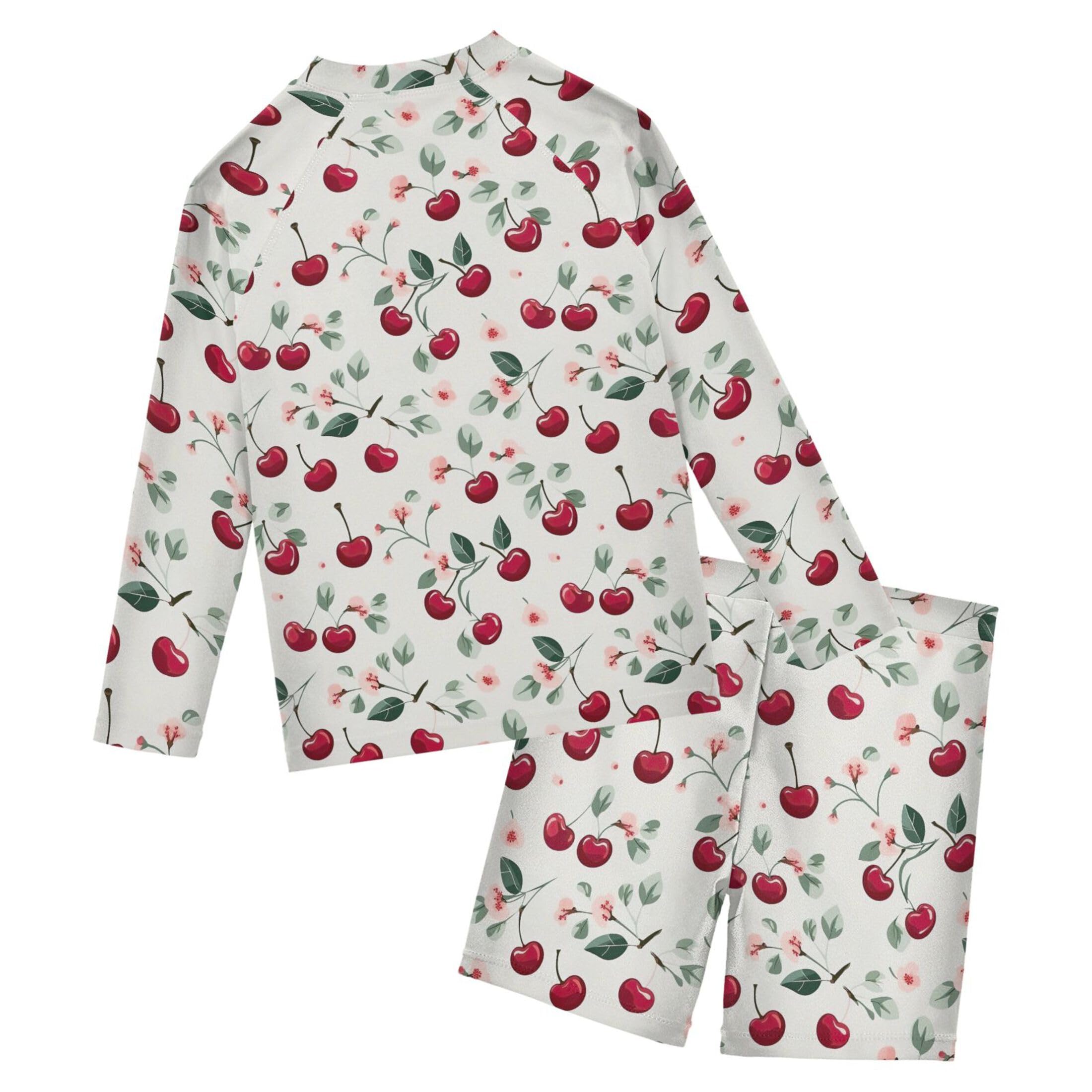 Cherry Fruit Baby Boys' Toddler Long Sleeved Rashguard Swim Bathing Suit Set B0403346