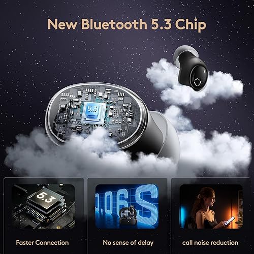 Miniatura 2 de SmartDevil - Auriculares inalámbricos Bluetooth 5.3 cancelación de ruido ambiental Auriculares Bluetooth intraurales, los auriculares más ligeros